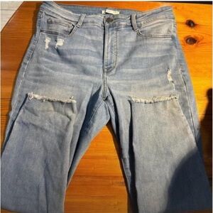 Women's Light Blue Distressed Jeans